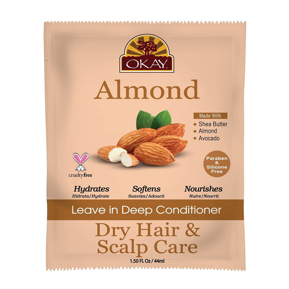 Okay Almond Leave-In Deep Conditioner Pack, Dry Hair & Scalp, 1.5 Oz, 12 Ea
